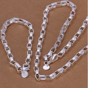 NEW 925 Stamped Silver Necklace bracelet set